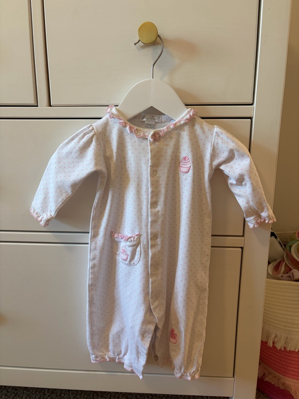 Kissy Kissy Cupcake Romper 6 9M Pink Pima Cotton Baby Girl Sweet